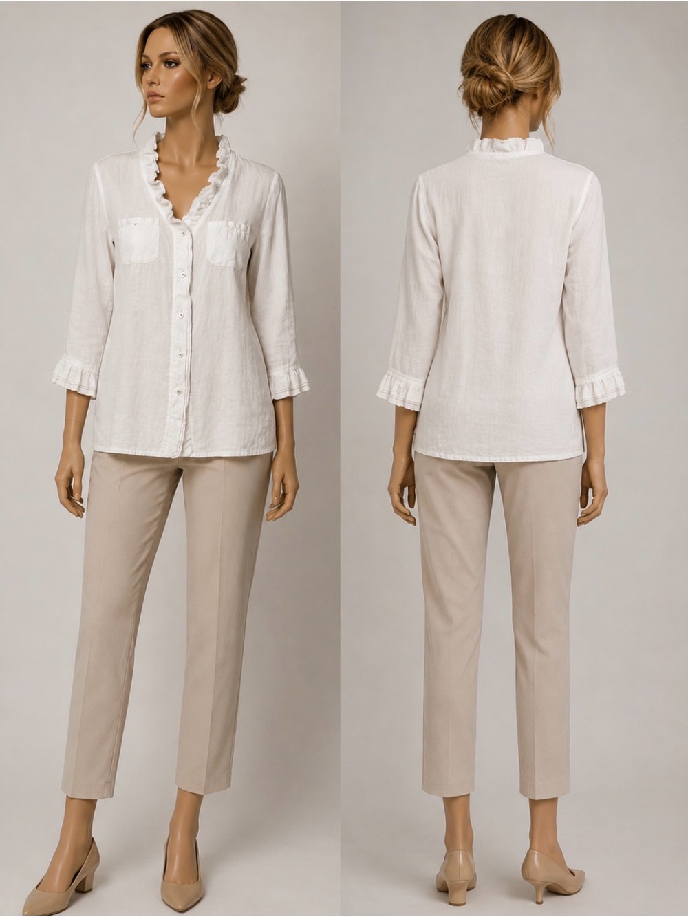 Carole Little White Linen Blouse